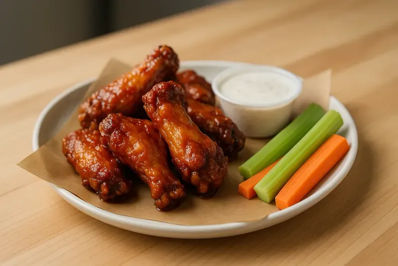 Wings with dipping sauces