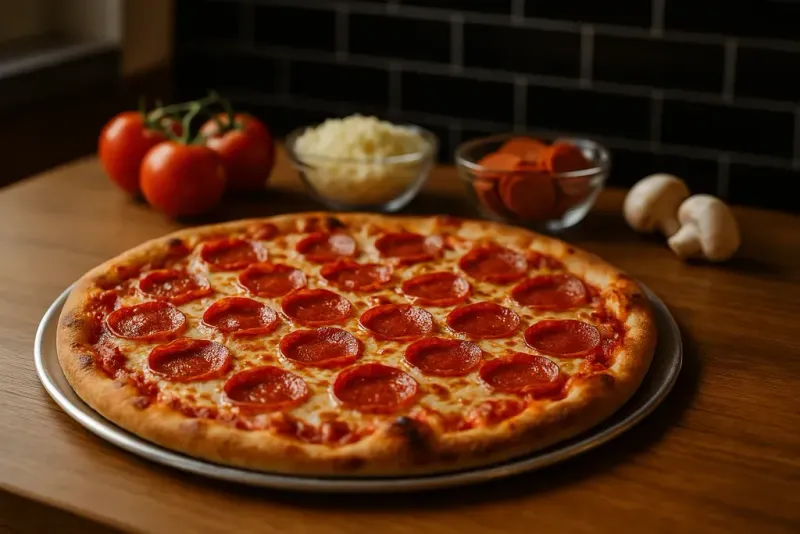 Variety of pizza toppings at Amir's