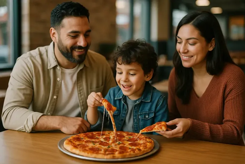 Family Enjoying Pizza