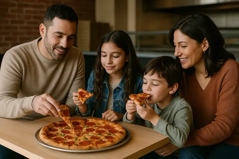 Family Enjoying Pizza
