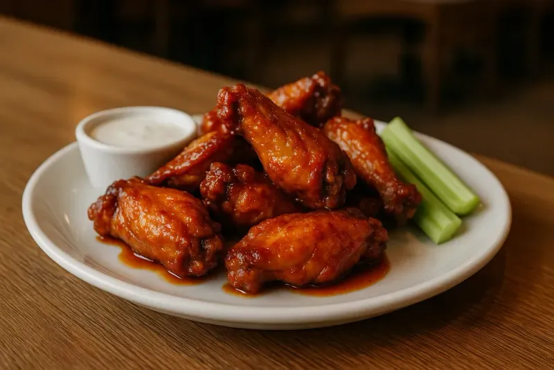 Delicious wings served hot